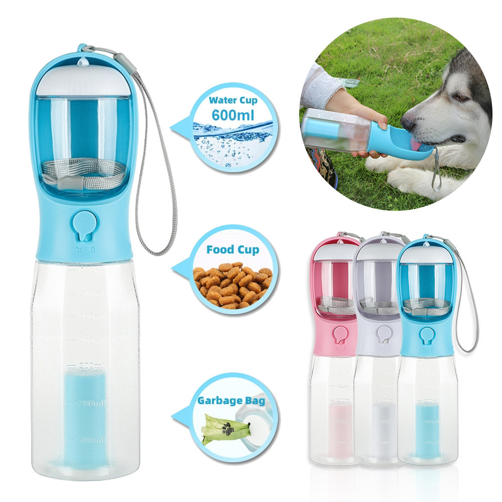 3-in-1 Portable Pet Water Bottle and Feeder