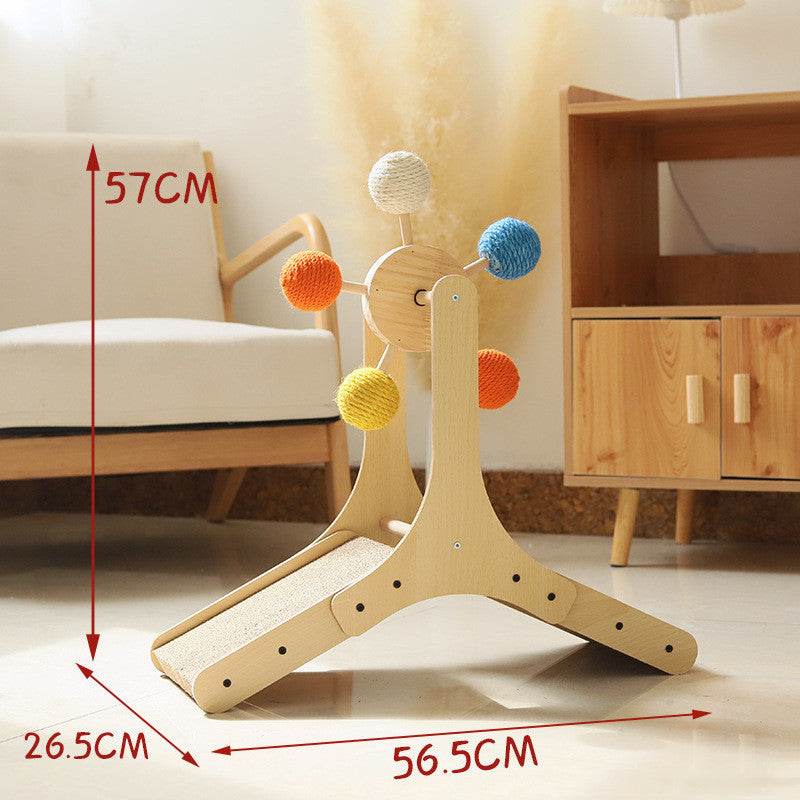 Solid Wood Cat Scratch Board with Rotary Design