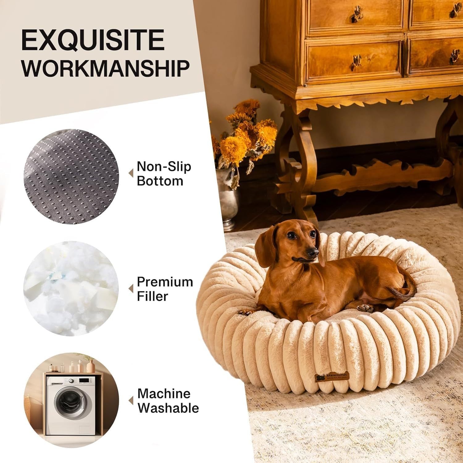 Round Calming Pet Bed for Cats and Small Dogs