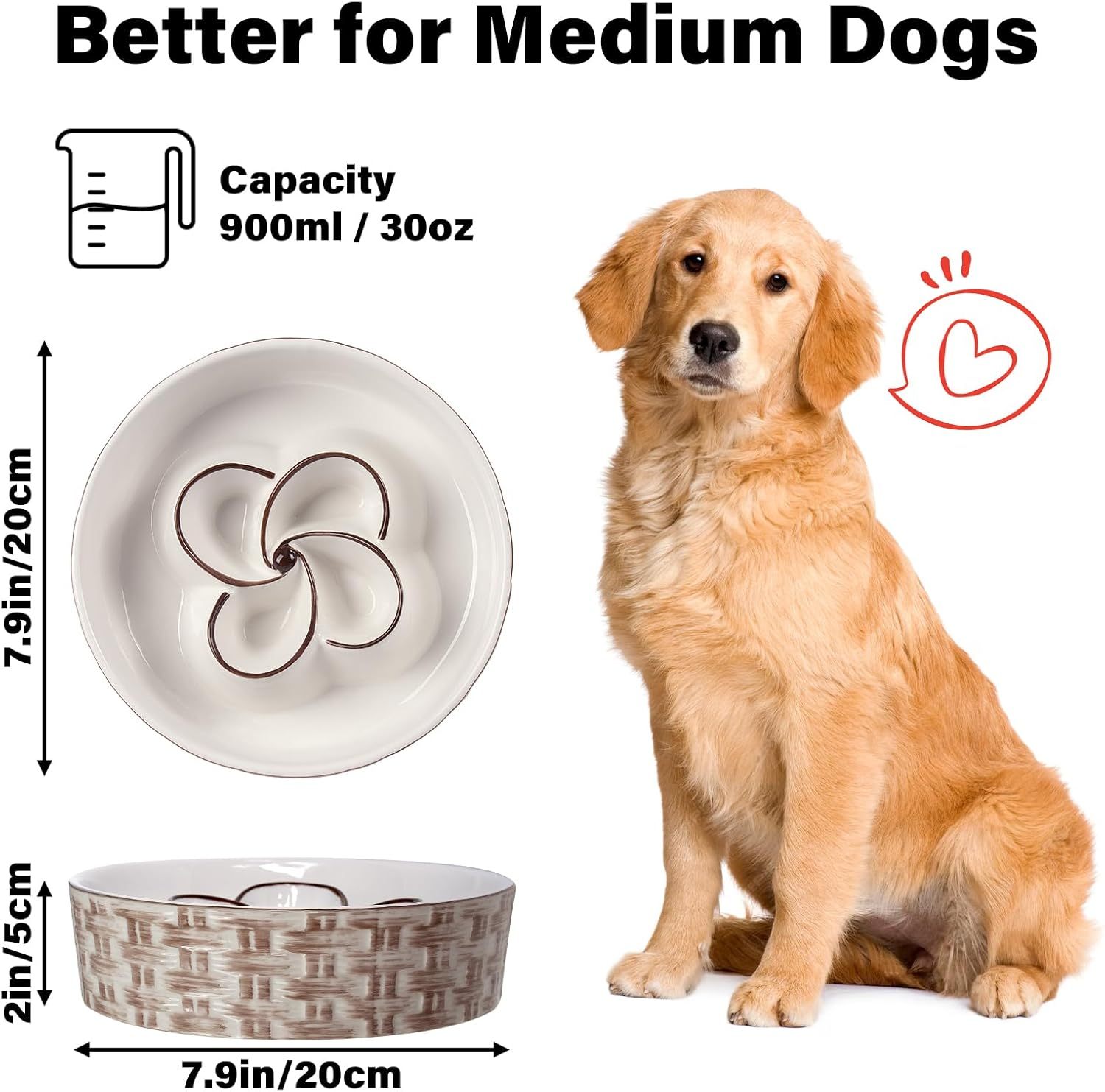 Slow Feeder Ceramic Bowl for Calm, Healthy Dog Eating