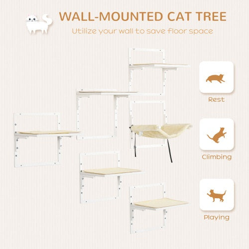 PawHut 6-Piece Modern Cat Wall Shelves