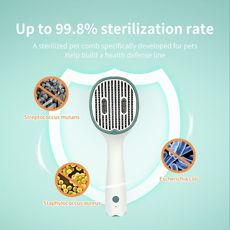Self-Cleaning Pet Grooming Comb with UVC Sterilization