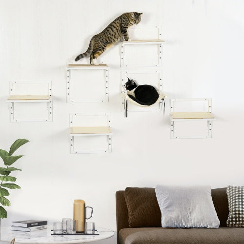 PawHut 6-Piece Modern Cat Wall Shelves