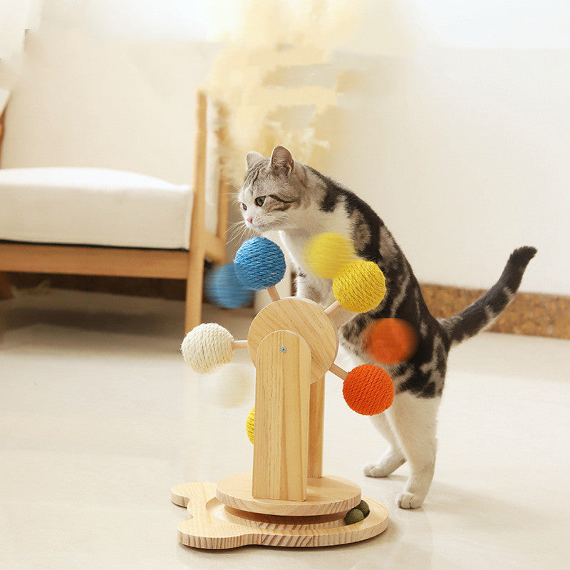 Solid Wood Cat Scratch Board with Rotary Design