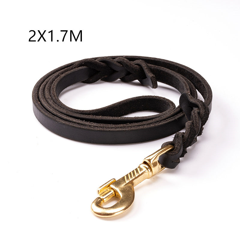 Genuine Leather Dog Leash for Large Dogs