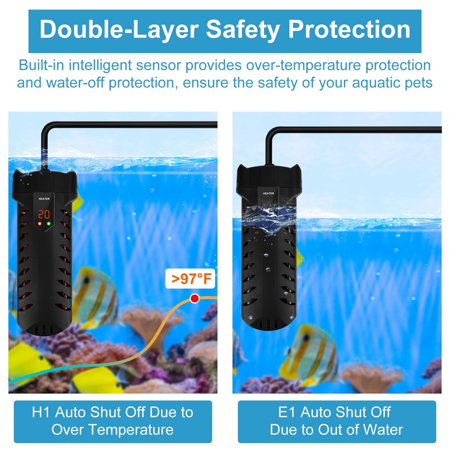 500W Submersible Aquarium Heater with External Controller