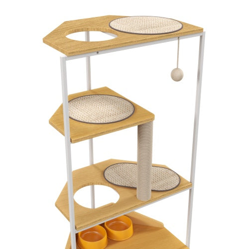 Cat Apartment with Feeding Station and Climbing Platform
