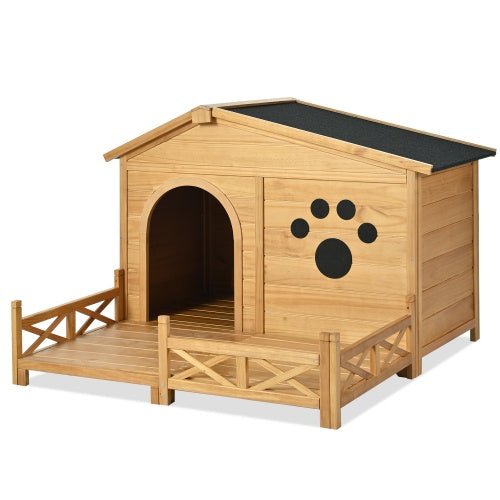 8" Wooden Dog House with Porch and Roof