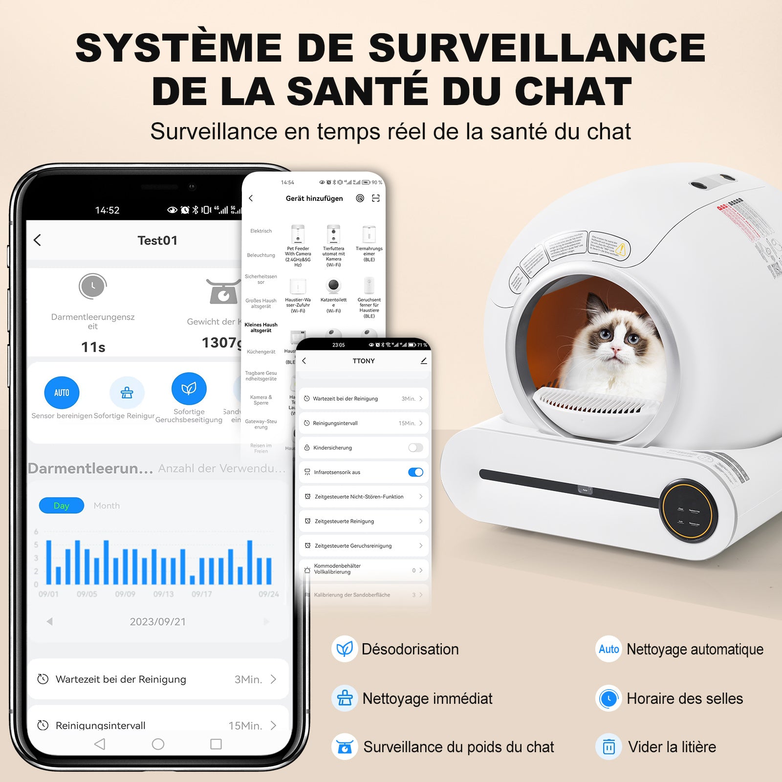 Automatic Cat Litter Box with Health Monitoring & Odor Control