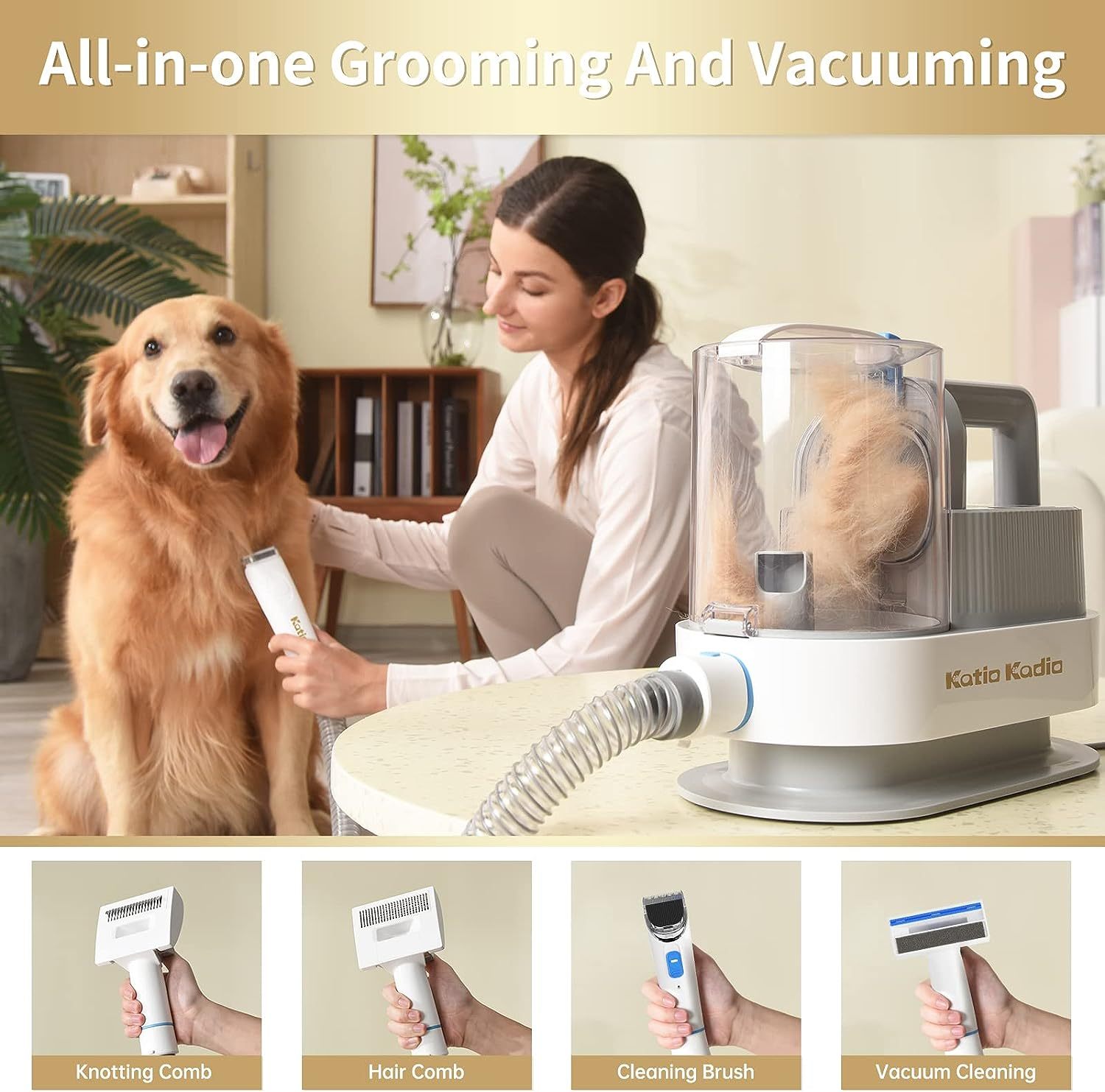 5-in-1 Pet Grooming Kit with Low Noise Vacuum