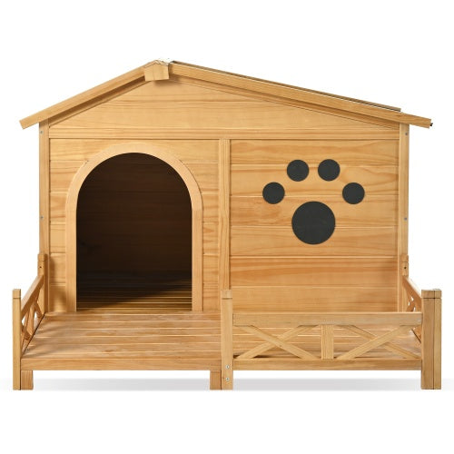 8" Wooden Dog House with Porch and Roof