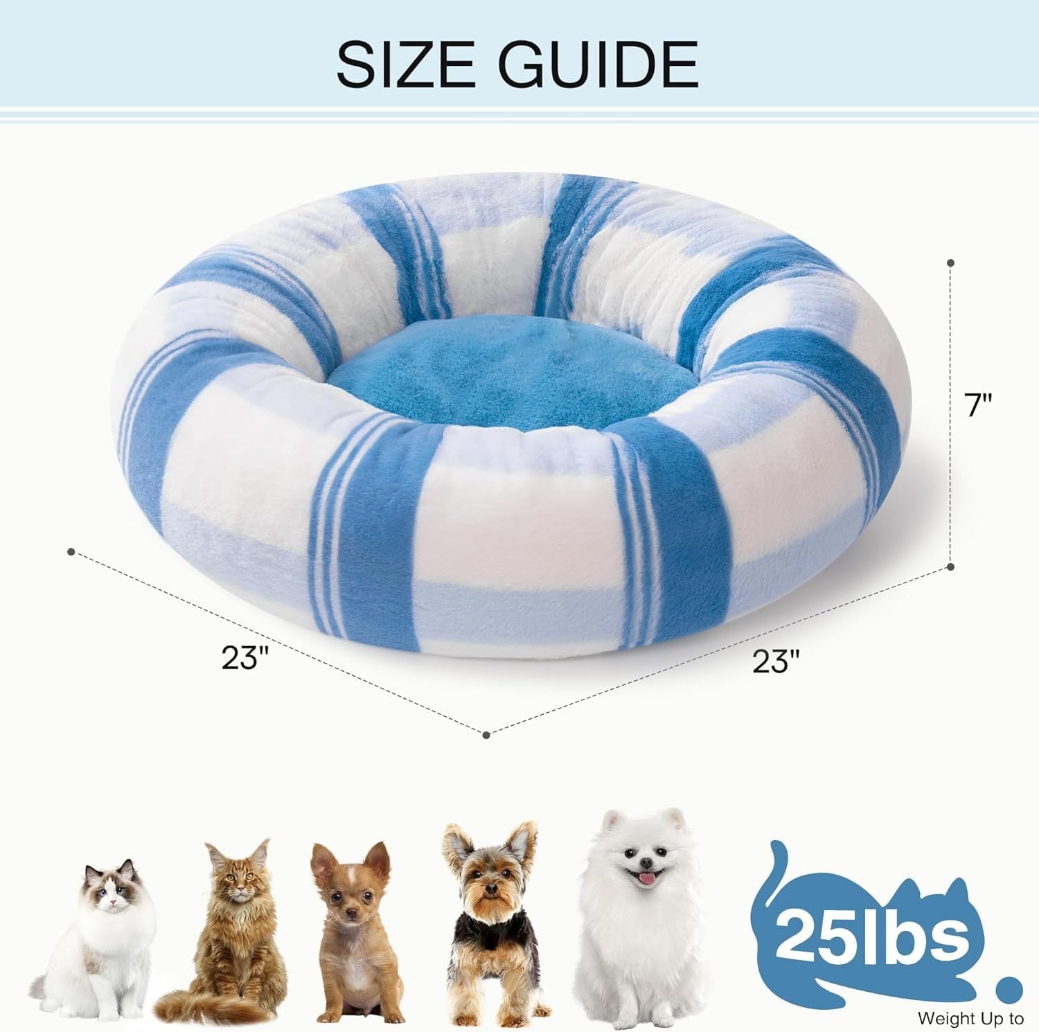 23-Inch Calming Cat Bed with Washable Design