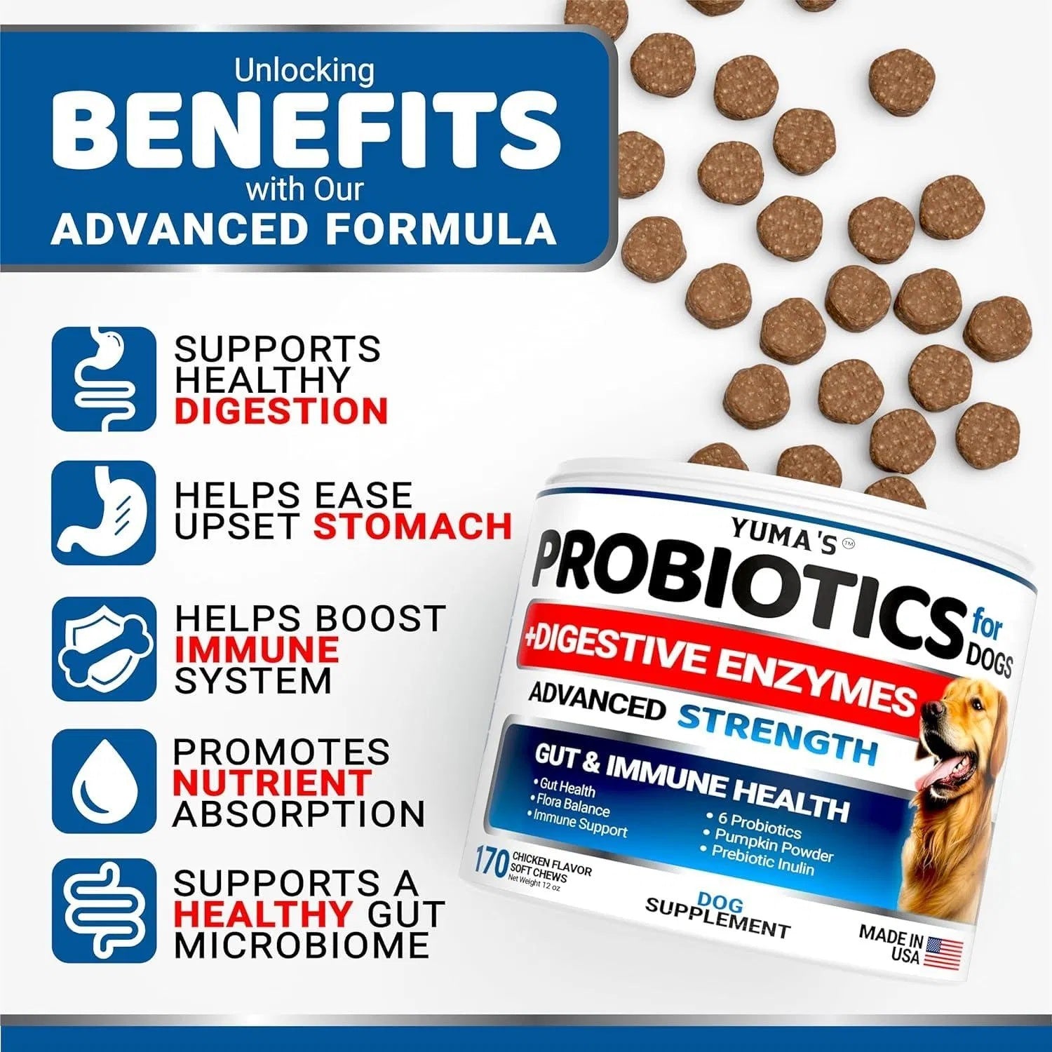 2-Pack Dog Probiotics, Enzymes for Stomach and Constipation