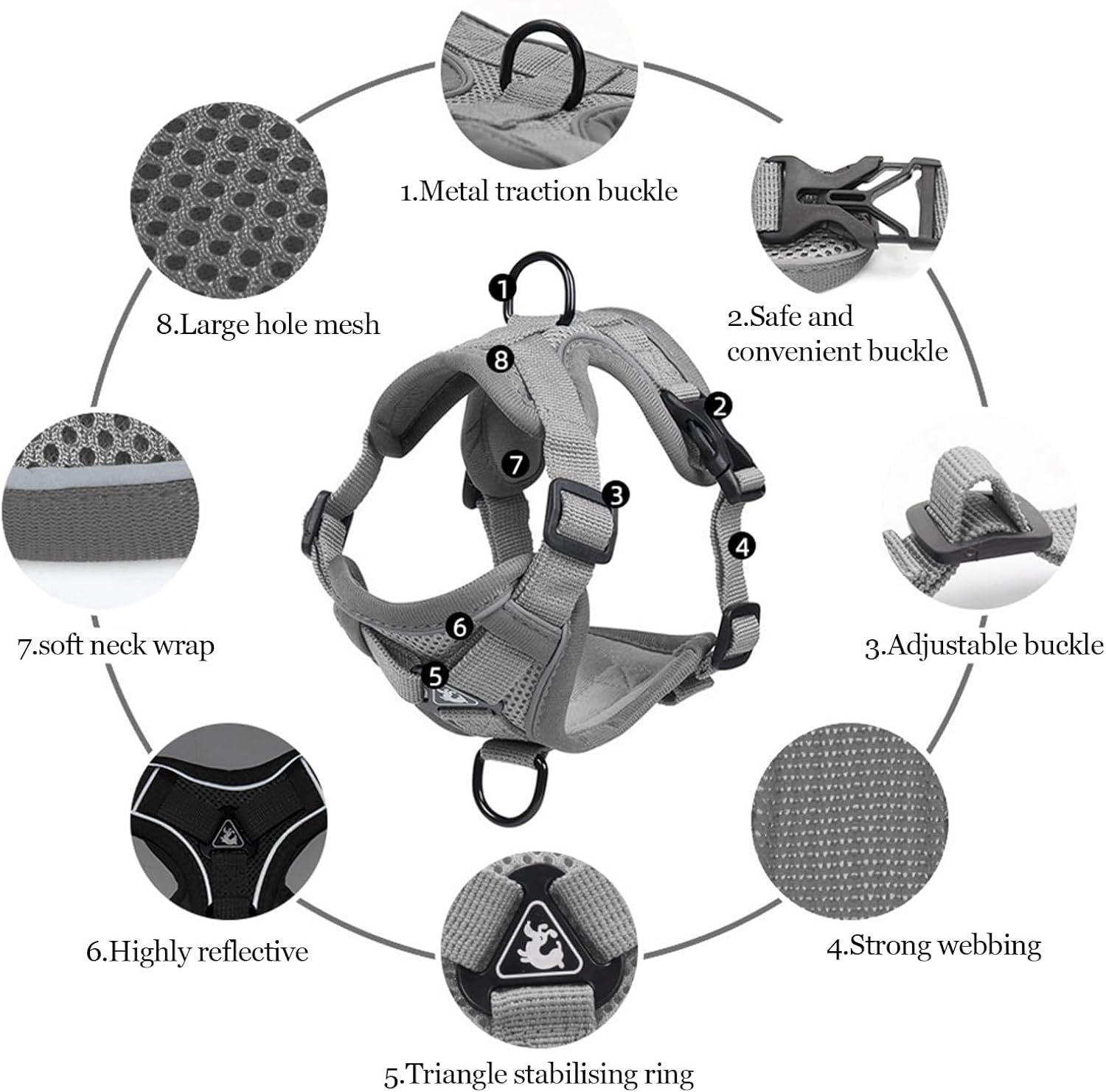 Anti-Escape Adjustable Cat Harness with Leash