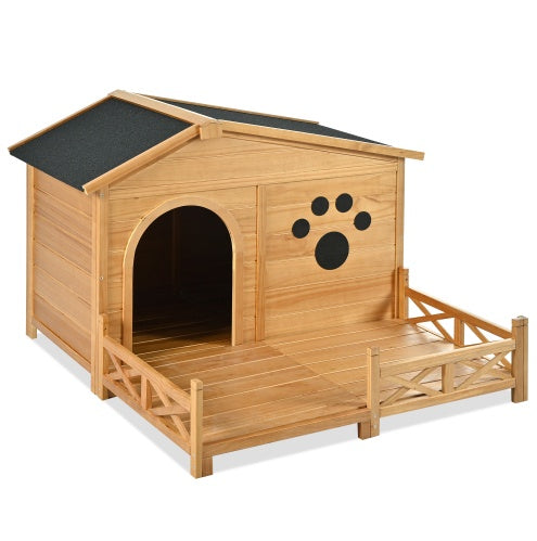 8" Wooden Dog House with Porch and Roof