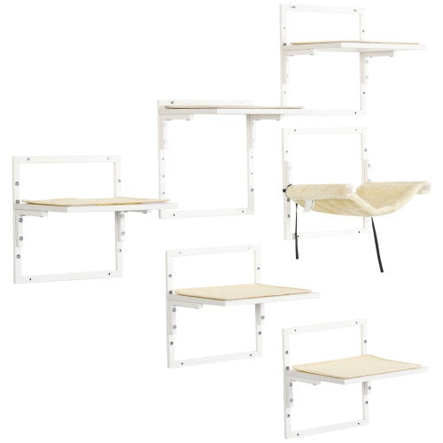 PawHut 6-Piece Modern Cat Wall Shelves