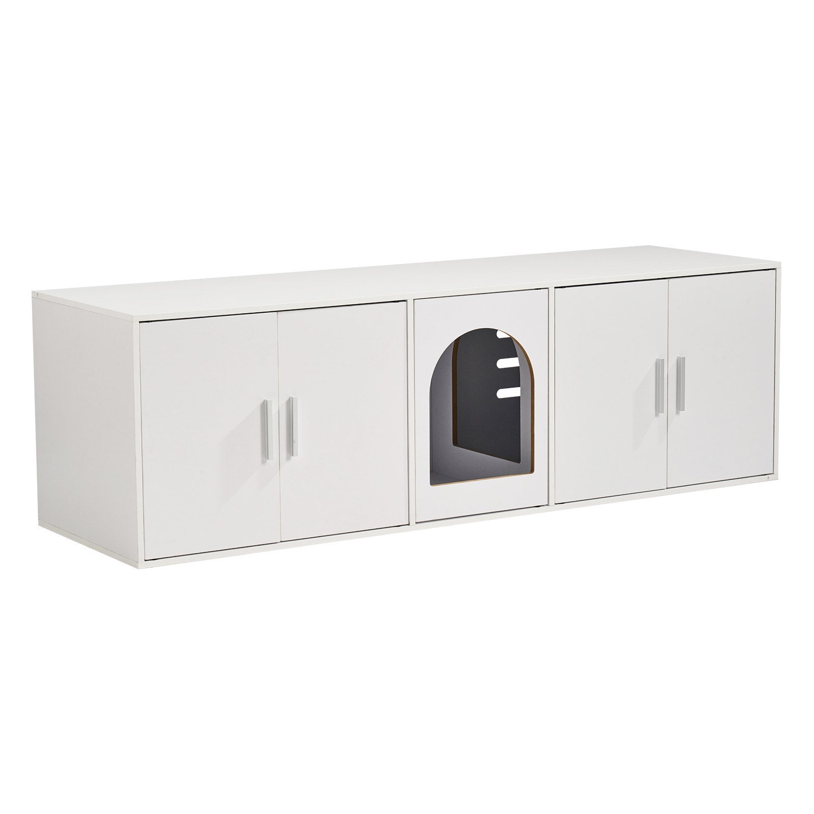 Stylish White Wooden Cat Litter Box Cover