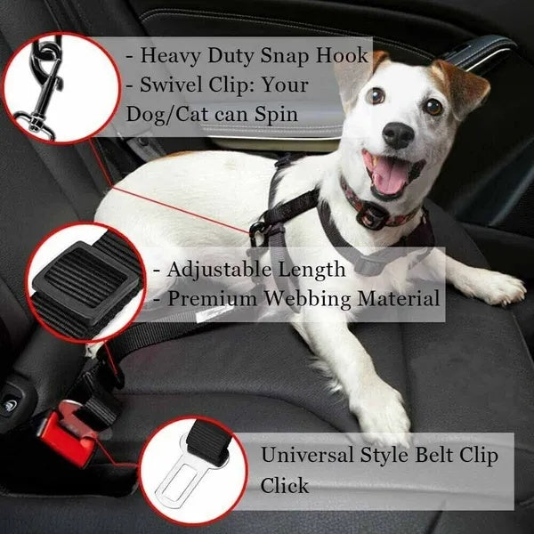 2-Pack Adjustable Pet Seatbelt for Dogs