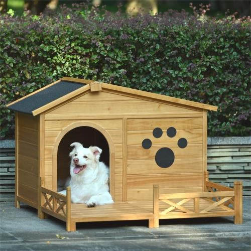 8" Wooden Dog House with Porch and Roof