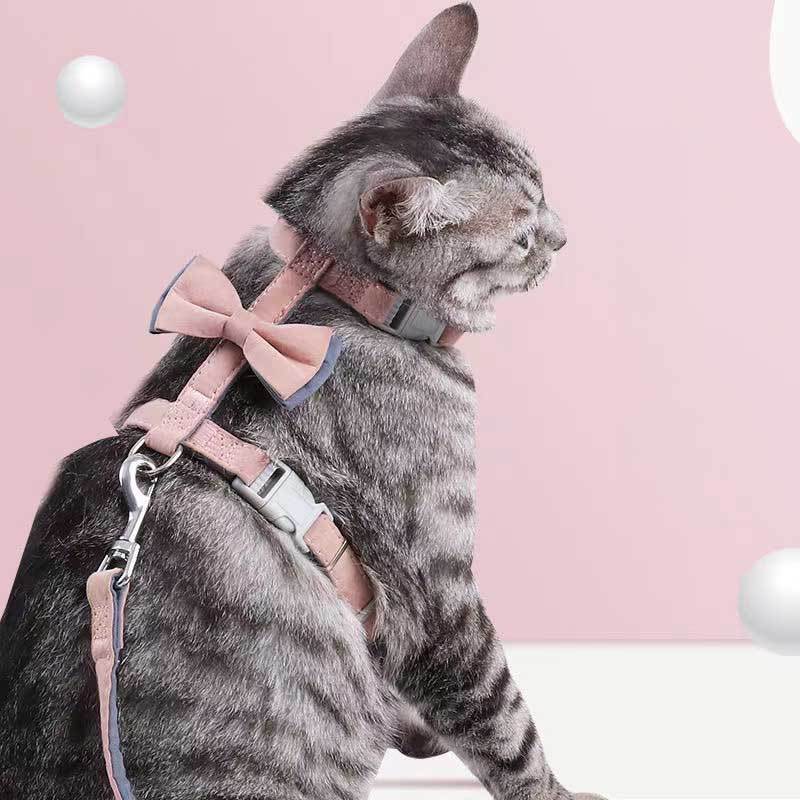 Pet Cat Bow Color-blocked Cotton-filled Leash