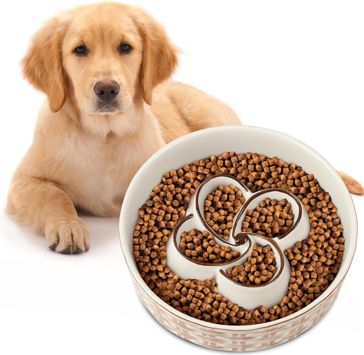 Slow Feeder Ceramic Bowl for Calm, Healthy Dog Eating