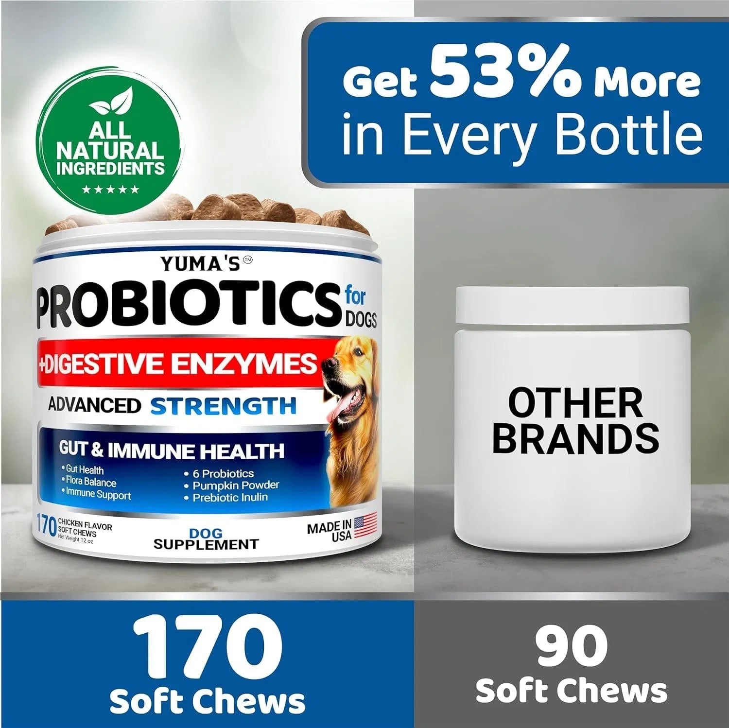 2-Pack Dog Probiotics, Enzymes for Stomach and Constipation