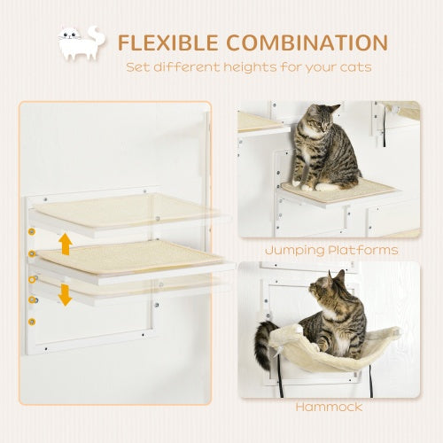 PawHut 6-Piece Modern Cat Wall Shelves