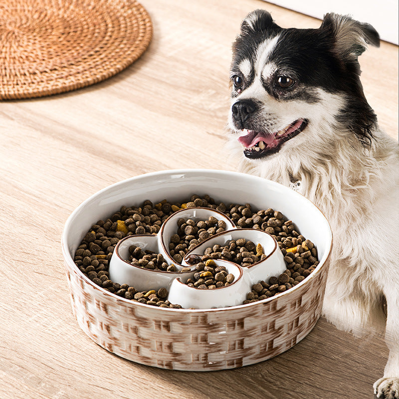 Slow Feeder Ceramic Bowl for Calm, Healthy Dog Eating