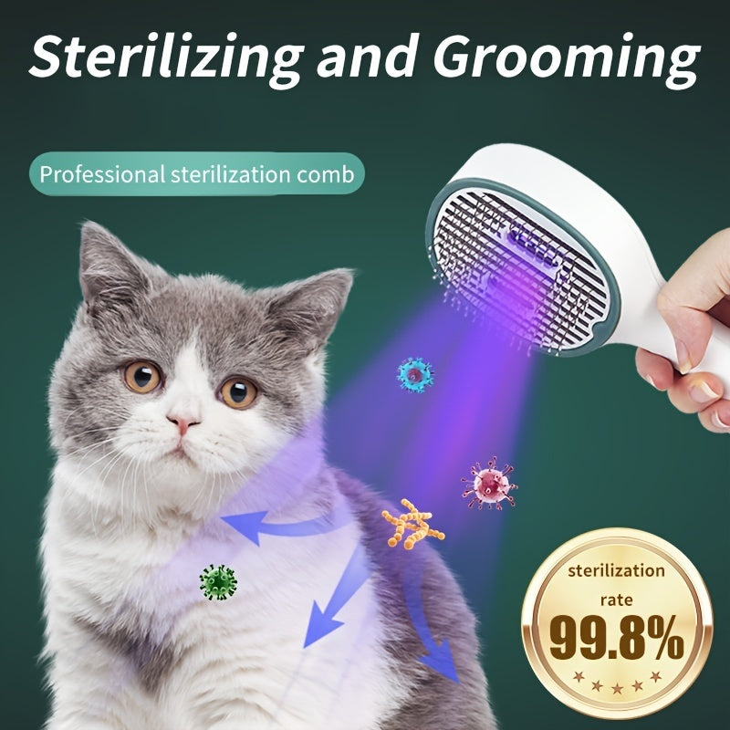Self-Cleaning Pet Grooming Comb with UVC Sterilization