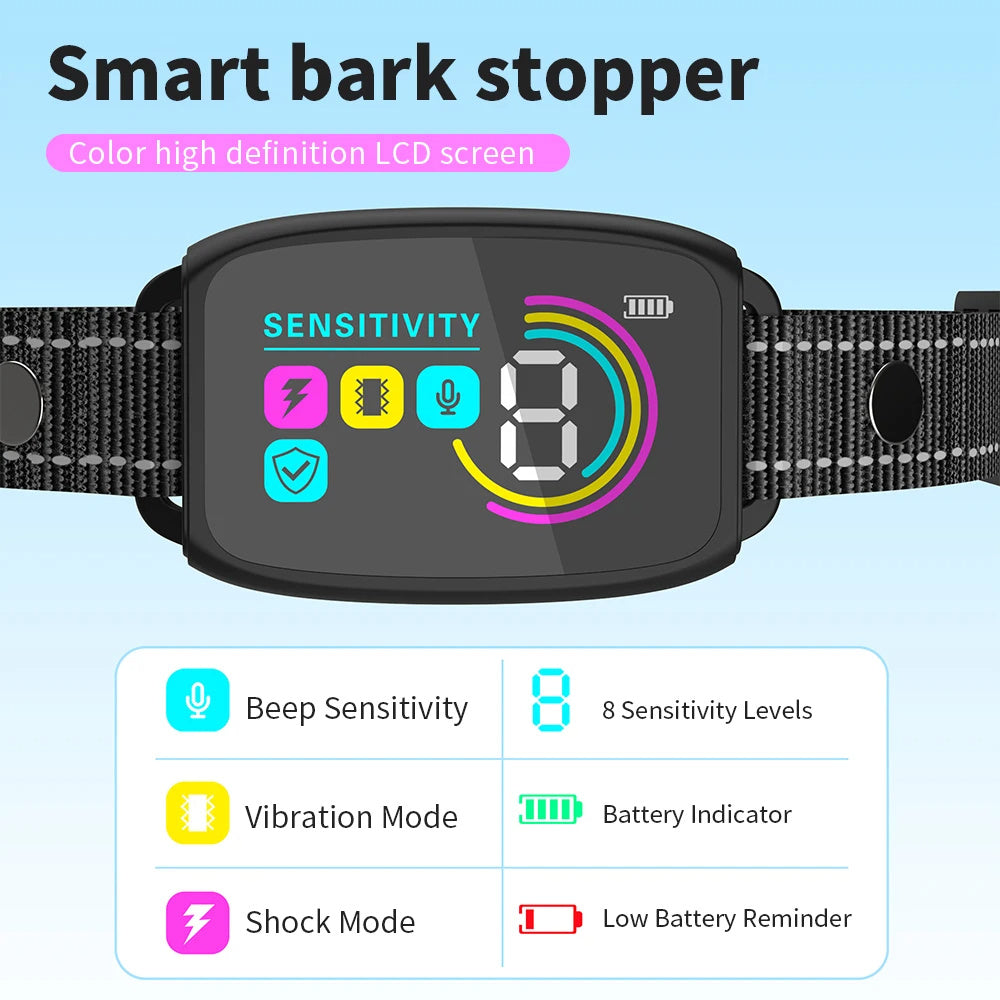 Smart Anti-Bark Dog Collar with HD Display