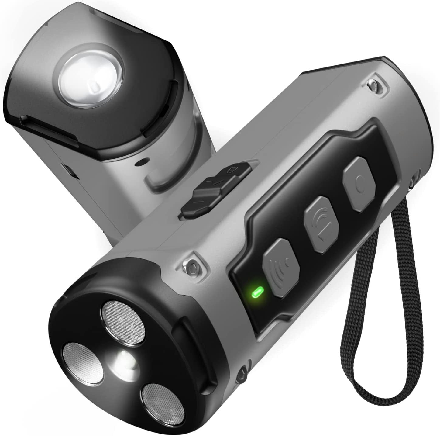 Ultrasonic Dog Repeller with Three Heads and Flashlight