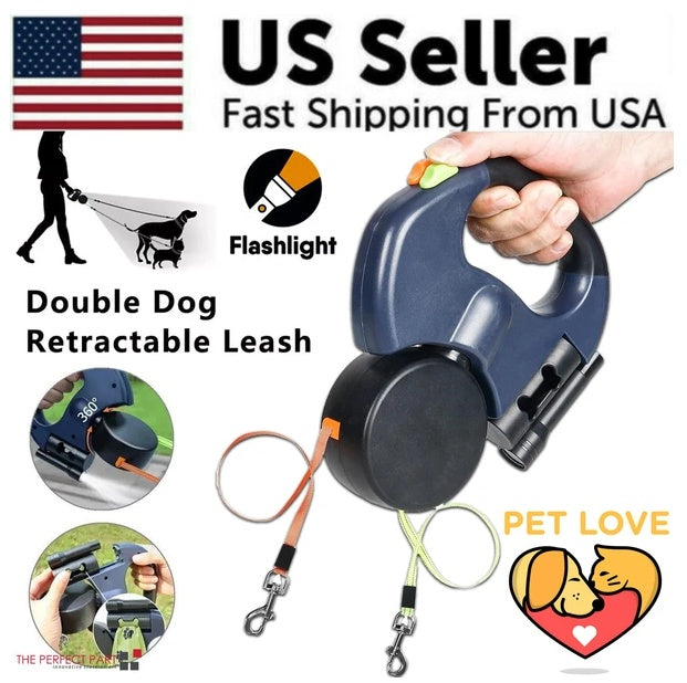 360° Swivel Double Dog Leash for Walking
