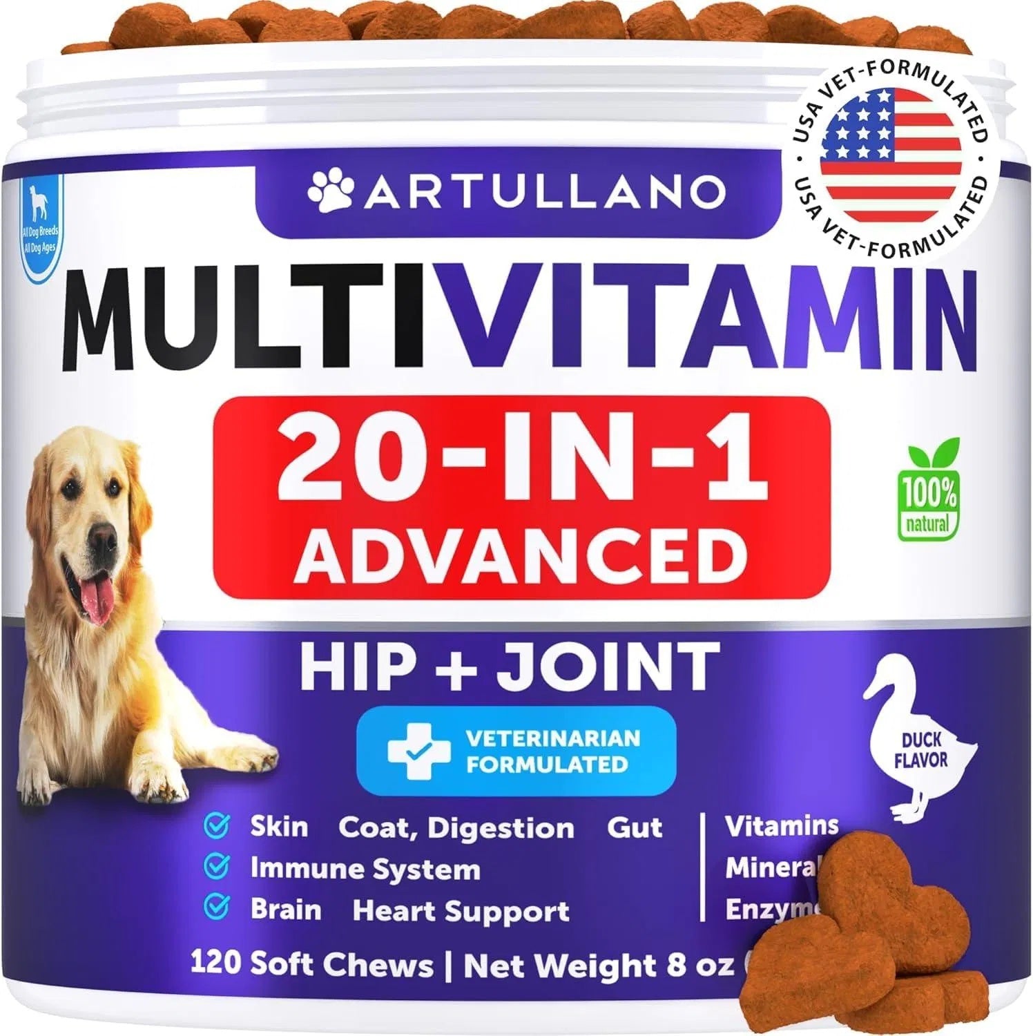 Dog Multivitamin Chews, Joint & Immune Support, 120ct