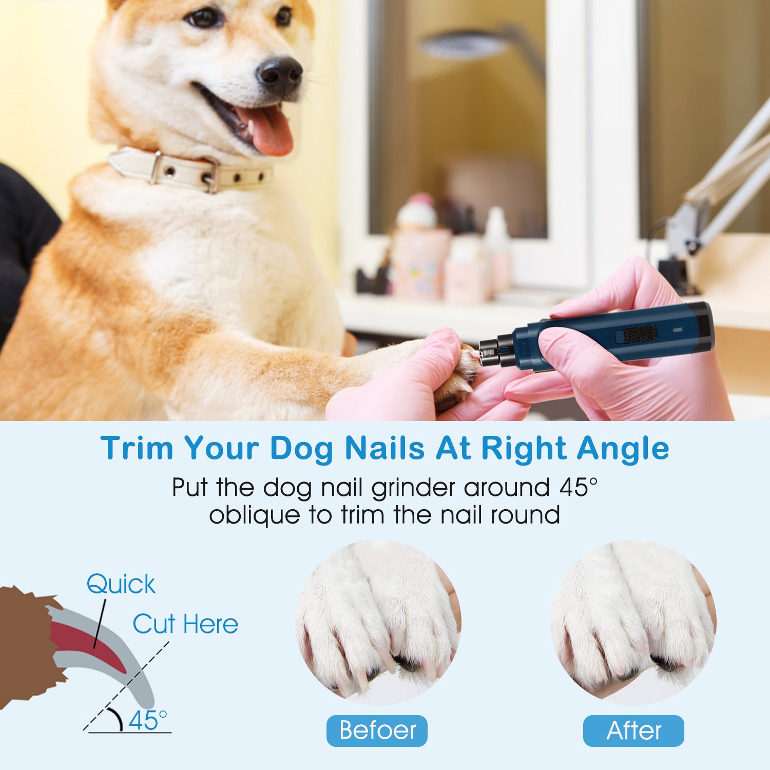 USB Rechargeable Dog Nail Grinder with 2 Speeds