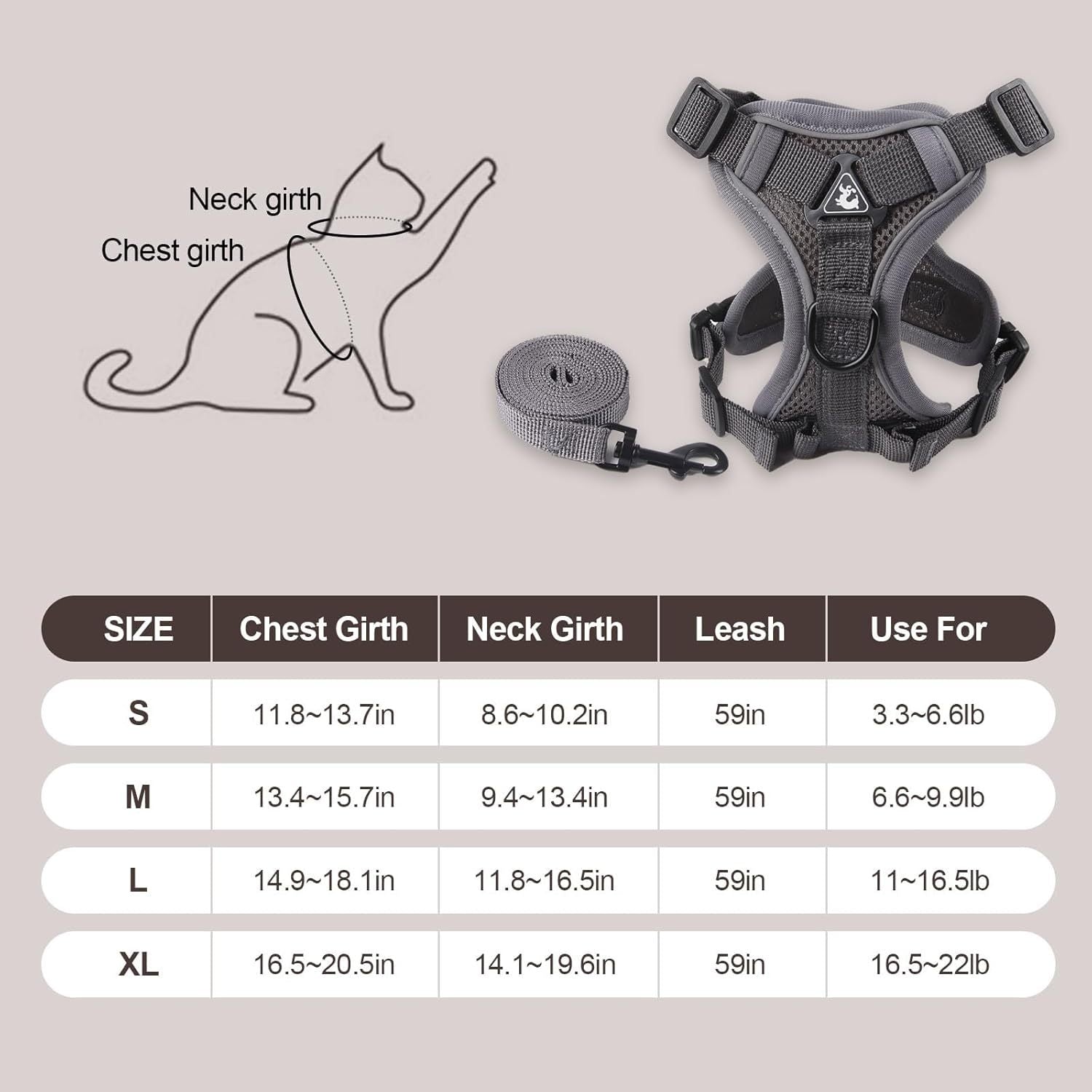 Anti-Escape Adjustable Cat Harness with Leash