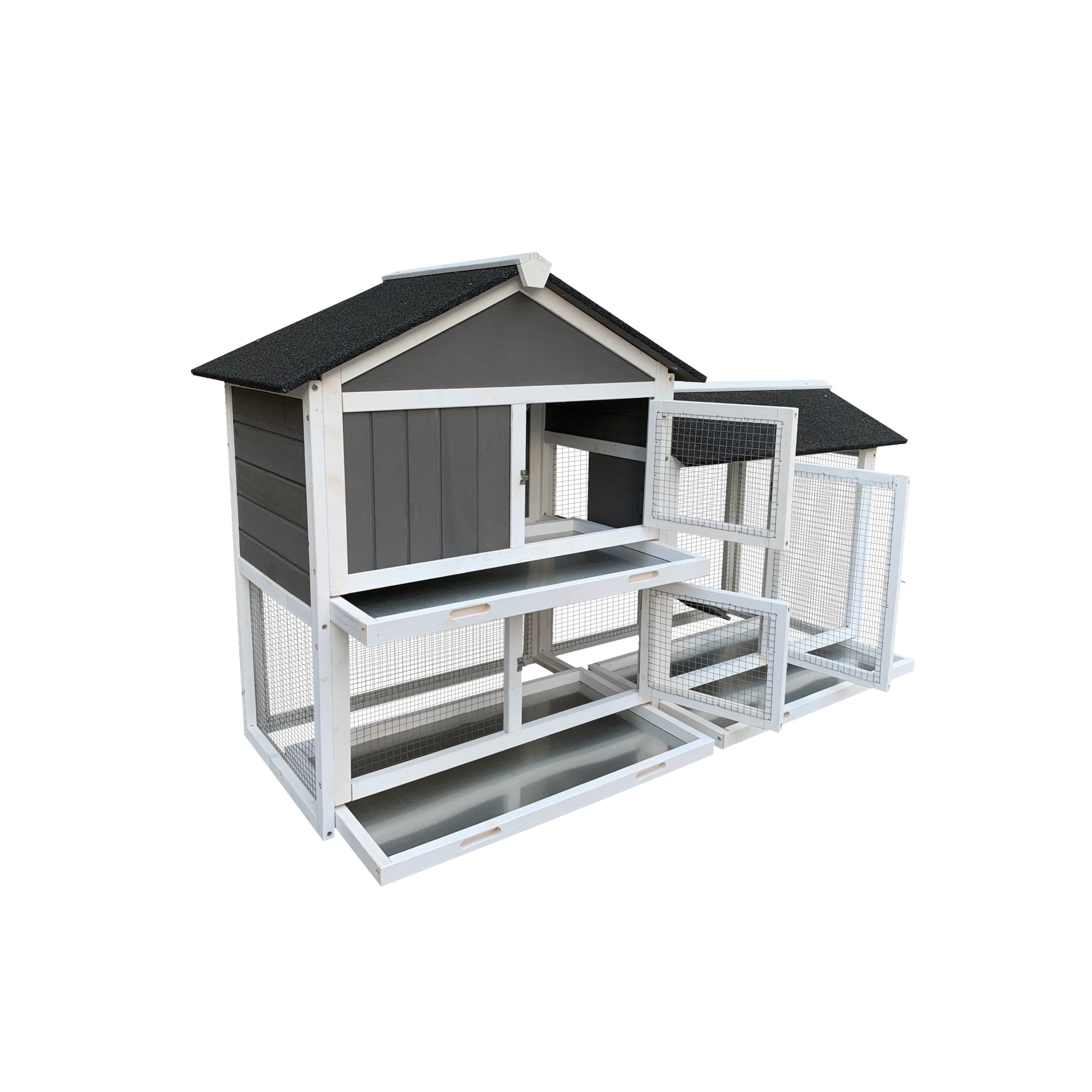 Detachable Pallet Ramp Wooden Outdoor Rabbit Hutch With Walking Cage