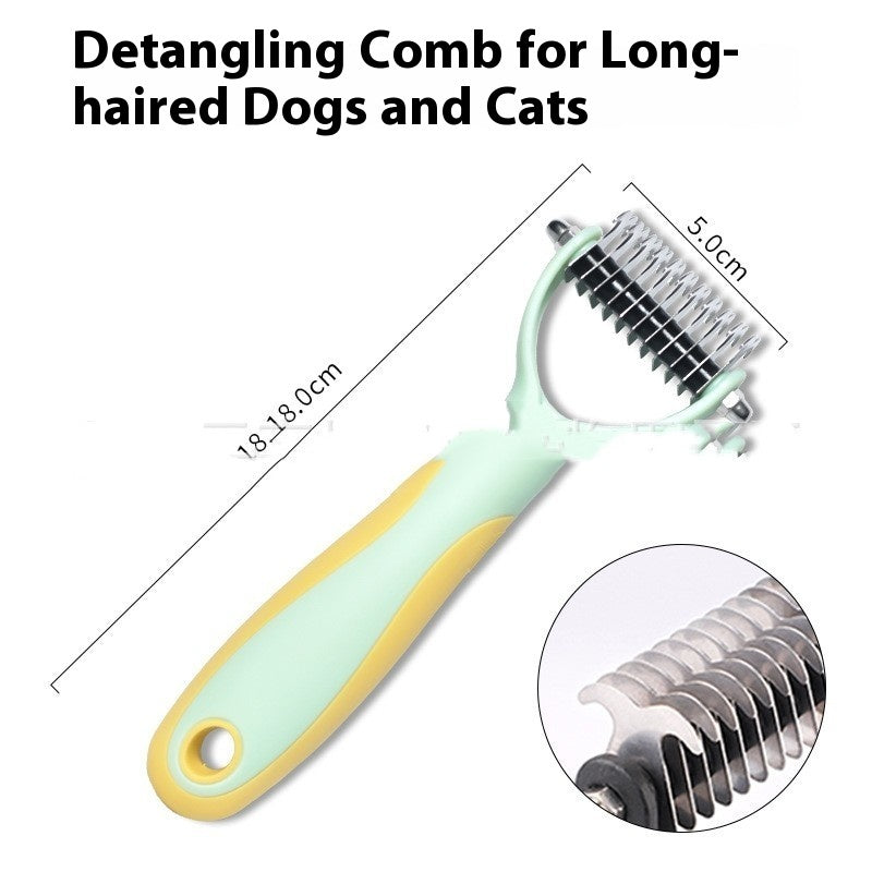 Double-Sided Pet Fur Knot Cutter Comb