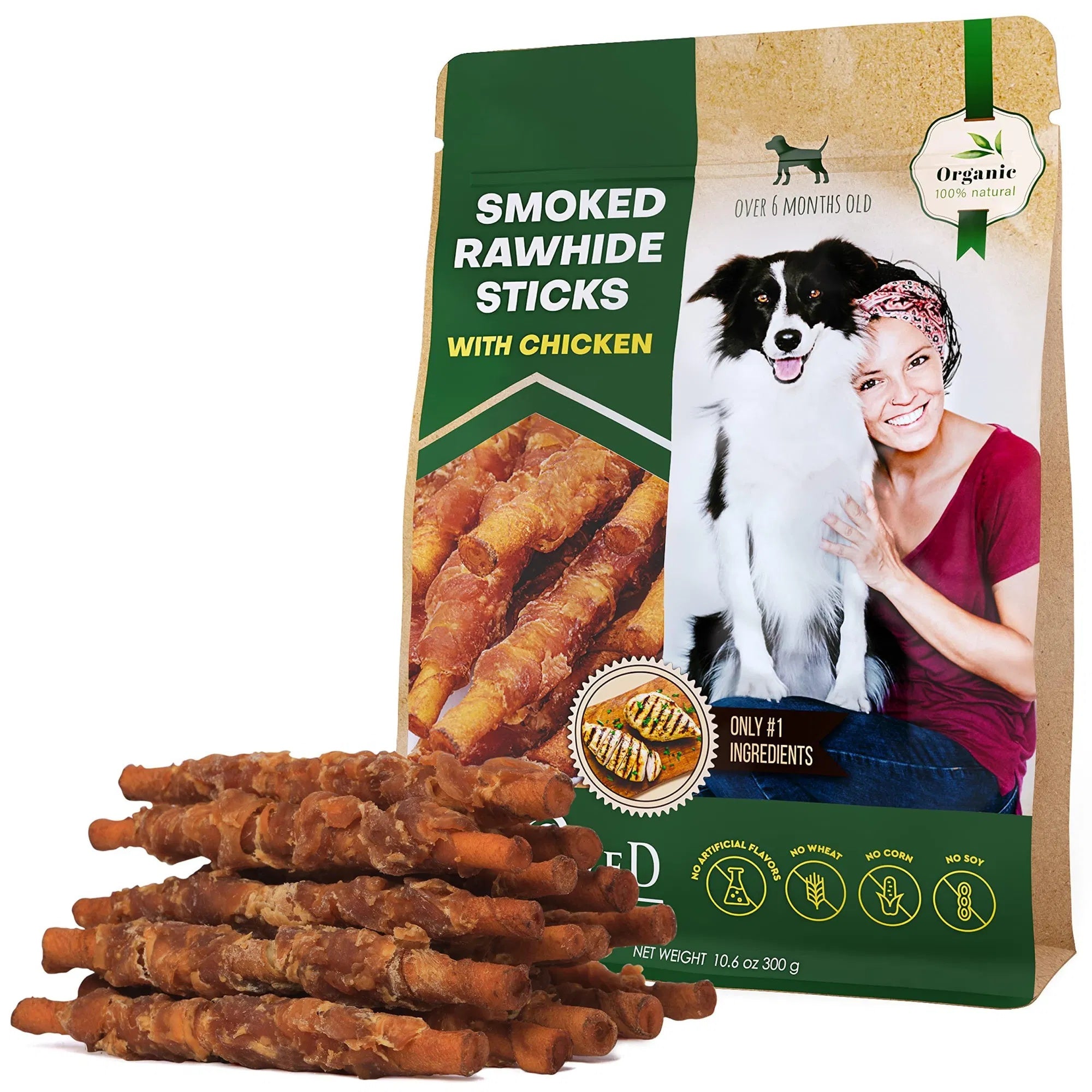 Organic Rawhide Chicken Sticks for Dogs – Grain-Free