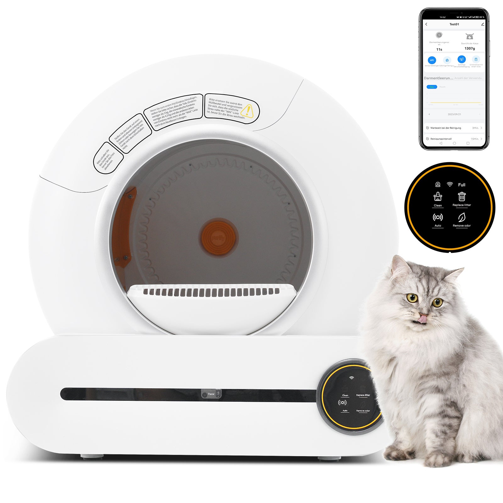 Automatic Cat Litter Box with Health Monitoring & Odor Control