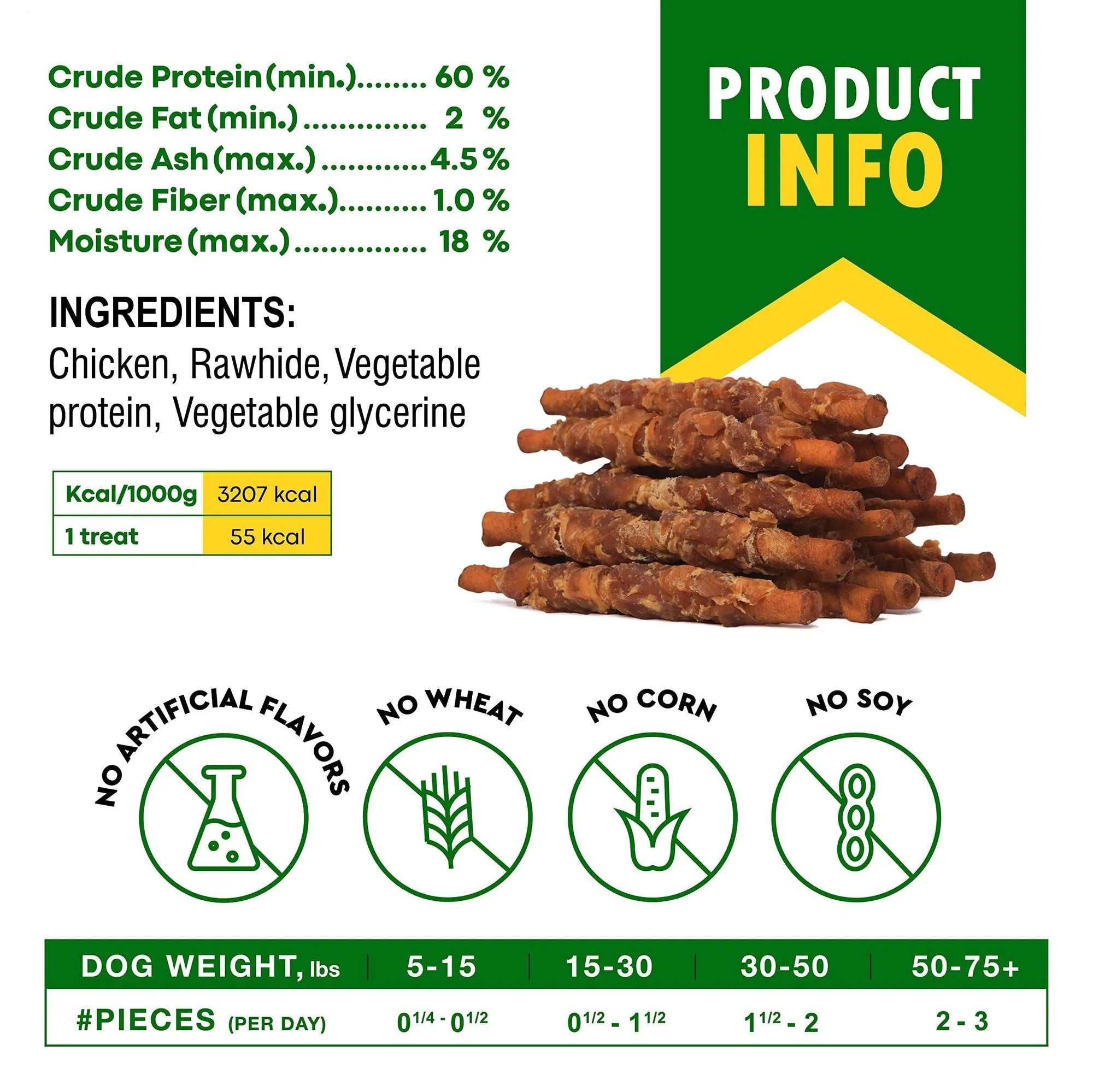 Organic Rawhide Chicken Sticks for Dogs – Grain-Free