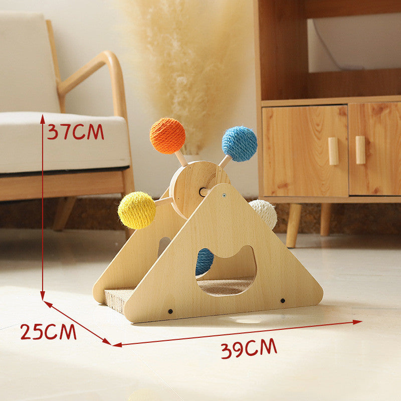 Solid Wood Cat Scratch Board with Rotary Design