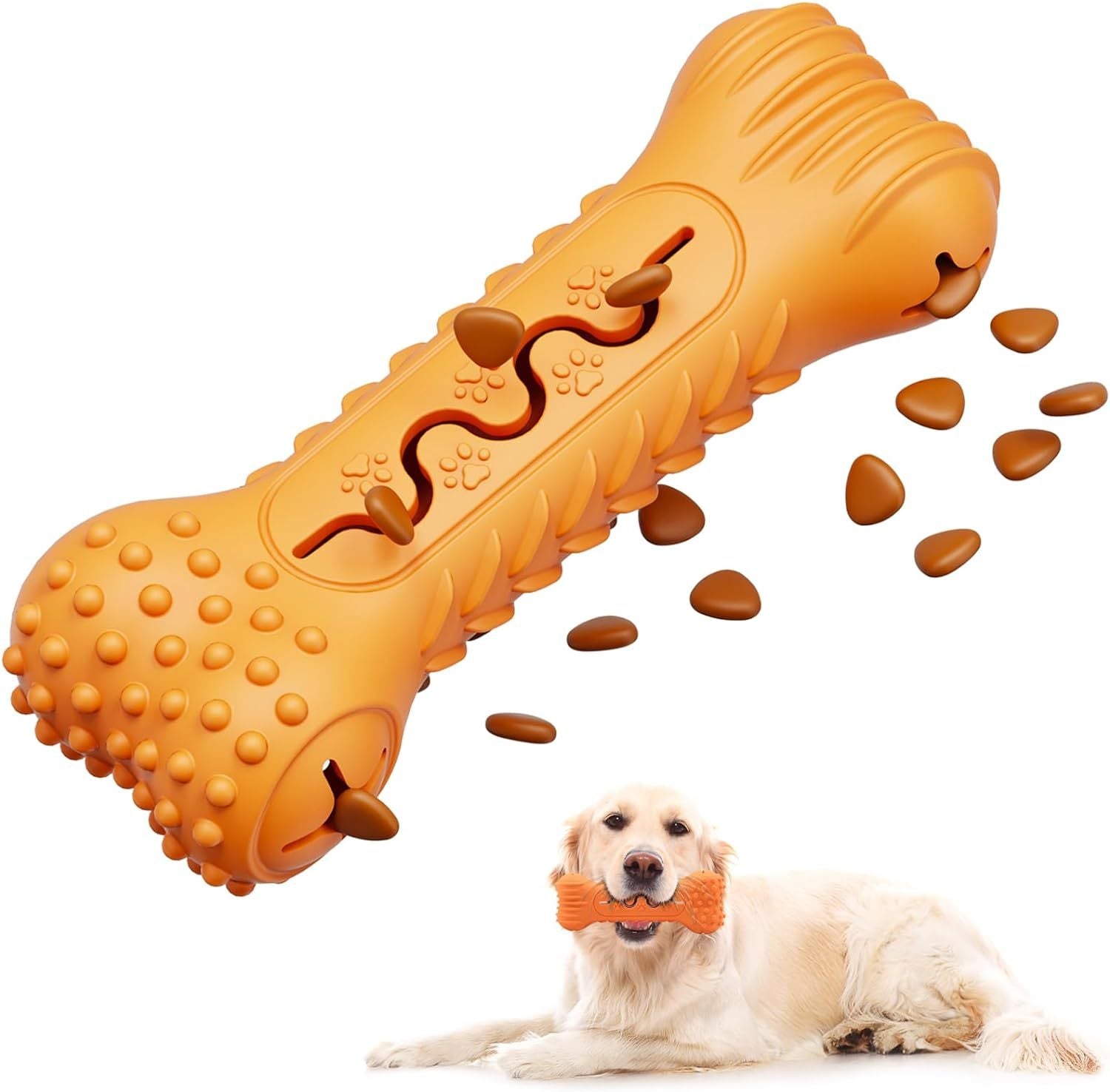 Chew Toys Bone Shape Dog Toys For Aggressive Chewers Durable Natural Rubber  Multifunctional Teeth Cleaning And Gum Massage