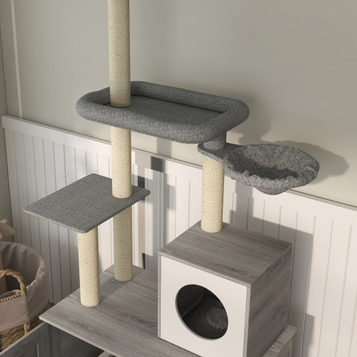 PawHut Cat Tree with Litter Box Enclosure
